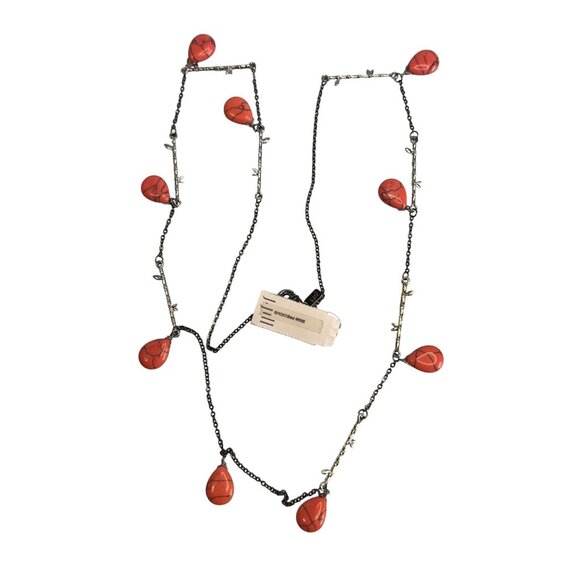 J Jill NWT Pink Howlite Gemstone Beaded Silverplate Necklace 32" - Picture 1 of 6